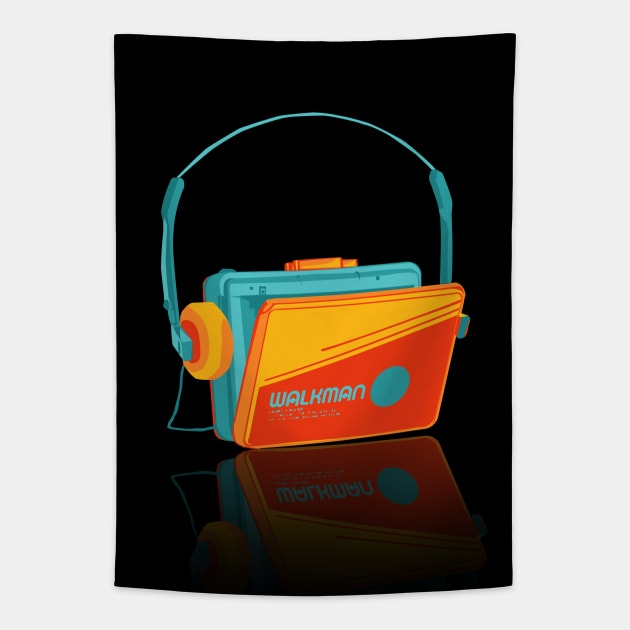 90s retro walkman Tapestry by Afire