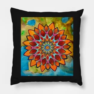 bright floral mandala Pillow