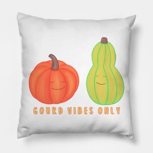 Gourd Vibes Only Gouache painting Pumpkin and Squash Pillow