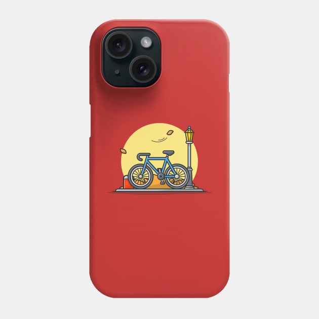 Bike in Park with Street Lamp Cartoon Vector Icon Illustration Phone Case by Catalyst Labs