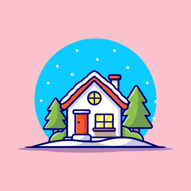 House In Winter Cartoon Vector Icon Illustration by Catalyst Labs