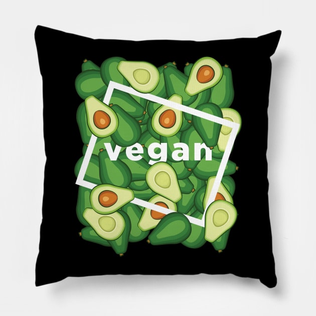 Vegan Avocado Gift Vegetarian Healthy Women Men Boys Girls Funny Happy Lifestyle Pillow by teeleoshirts