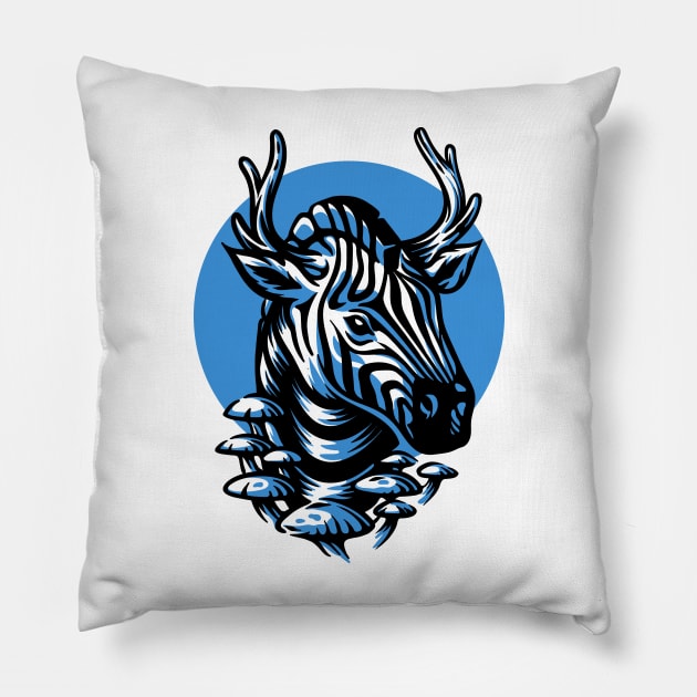 Zebra + deer conceptual drawing Pillow by Ghitea