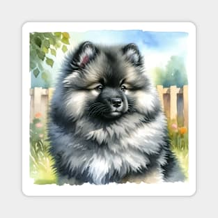 Watercolor Keeshond Puppies - Cute Puppy Magnet