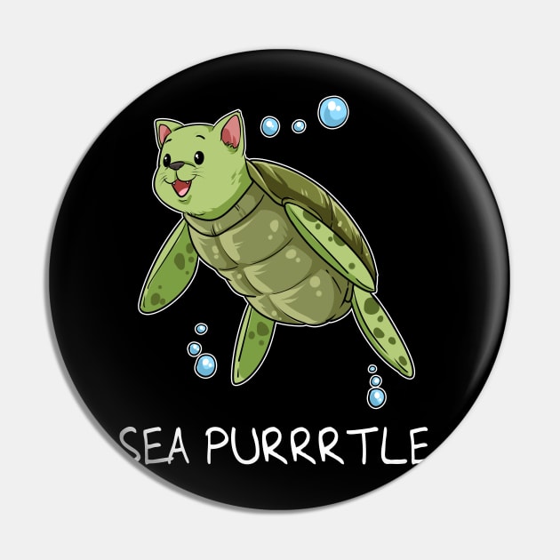 Funny Cat Print Sea Purrrtle Cat Turtle Print Kitten Gift Print Pin by Linco