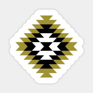 Aztec Stylized Symbol Black Whiet Gold Magnet