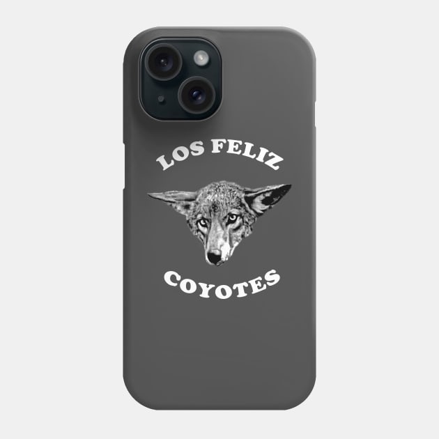 Los Feliz Coyote White Letters Phone Case by losfeliz