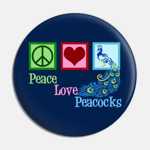 Peace Love Peacocks Pin by epiclovedesigns