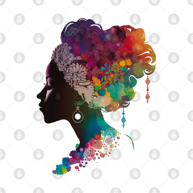 Silhouette of Woman with Colorful Hair by daniel4510