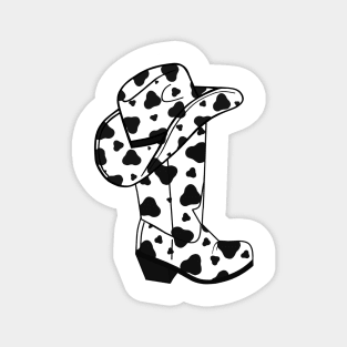 BLACK Cow Spots Cowboy Boots Magnet