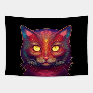 colorful meow cat Tapestry