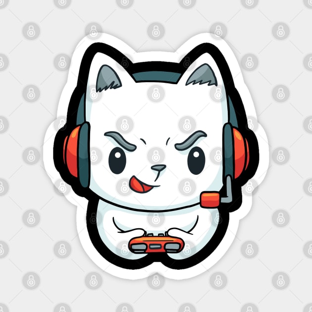 Cute Funny Cat Playing Video Games - Cat Lover Magnet by Artistic muss