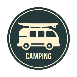 Minimalist Vintage Rv Camper With A Surfboard T-Shirt