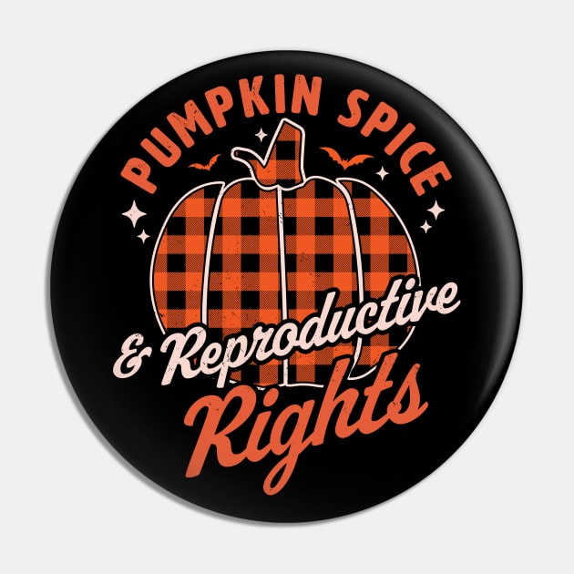 Pumpkin Spice And Reproductive Rights Halloween Pumpkin Pin by OrangeMonkeyArt