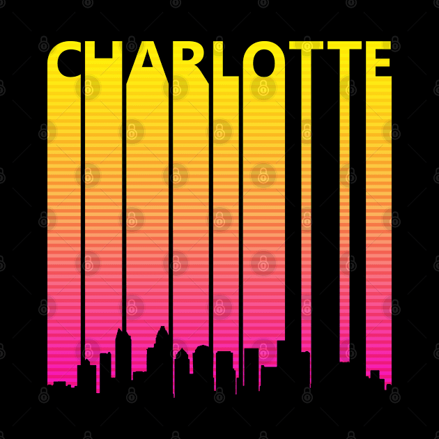 Retro 1980s Charlotte Skyline Silhouette by GWENT