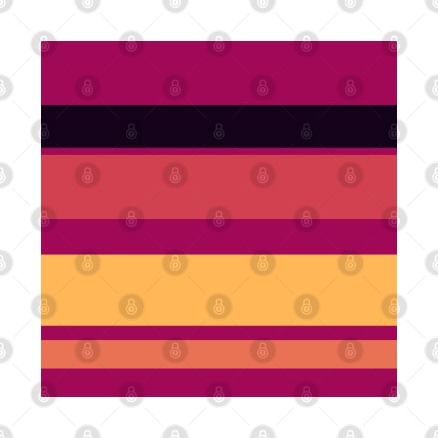 A prodigious recipe of Almost Black, Dark Fuchsia, Brick Red, Light Red Ochre and Butterscotch stripes. by Sociable Stripes