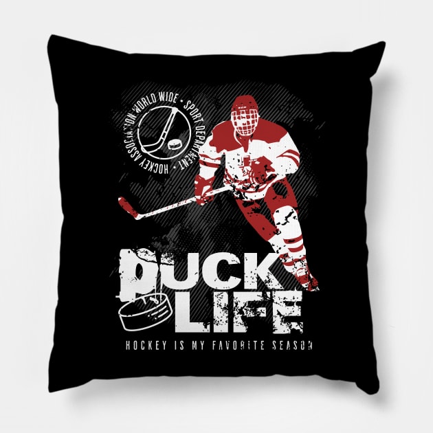 Puck Life Hockey is My Favorite Season Pillow by DetourShirts