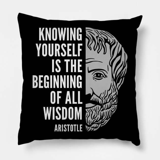 Aristotle Popular Inspirational Quote: Knowing Yourself Pillow by Elvdant