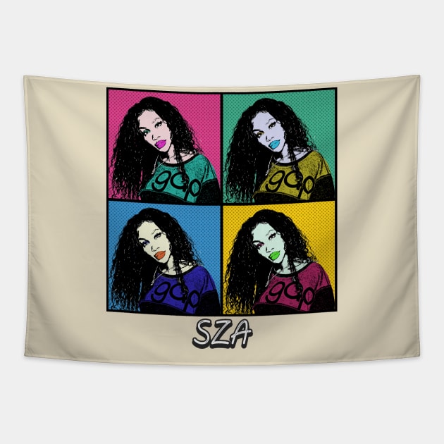 SZA 80s Pop Art Style Tapestry by ArtGaul