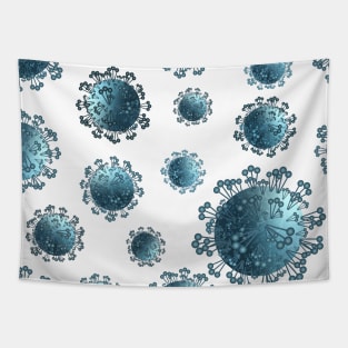Blue coronavirus bacteria pattern Tapestry