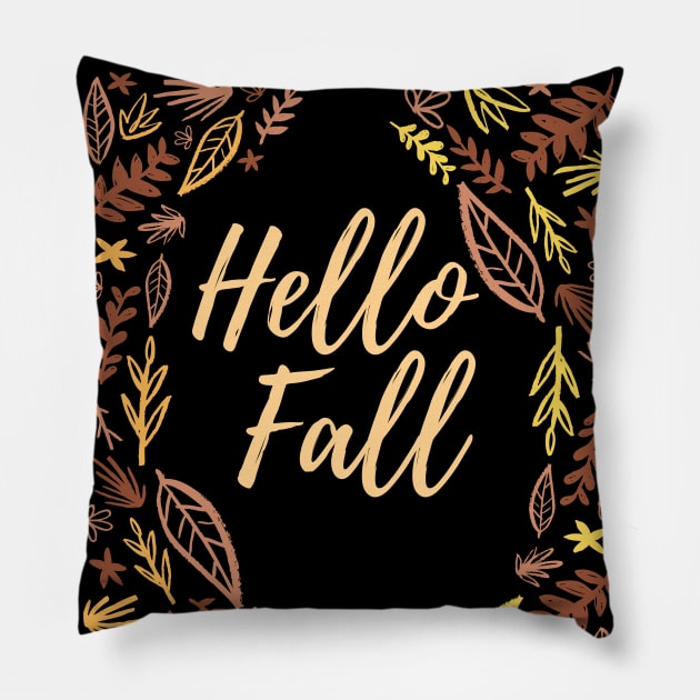 Happy Fall Dry Leaves Autumn Design Pillow by Up 4 Tee