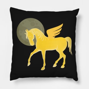 Golden Unicorn, Beautiful Unicorn, Wings, Moon, Pegasus Pillow