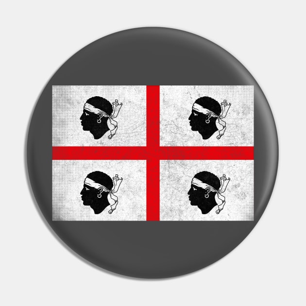 Sardinia Flag / Retro Look Faded Design Pin by DankFutura