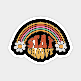 Stay Groovy 60s Outfit 70s Theme Costume Cute Rainbow Hippie Magnet