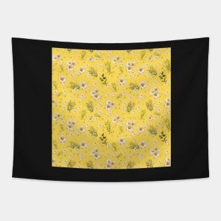 White Daisies Field Floral Yellow Pattern Garden Gerbera Tapestry