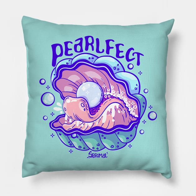 Pearlfect pearl in perfect clam pun Pillow by SPIRIMAL