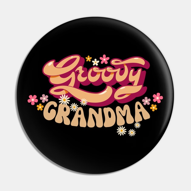 Funny Young Groovy Cool Hippie Best Grandma Mother's Day Humor Pin by Motistry