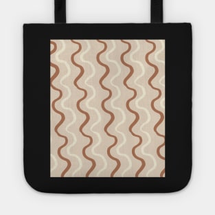 Simple Minimalist Abstract Woby lines Earth Tones Pattern Tote