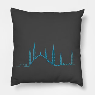 Lineart Blue Mosque Silhouette Pillow