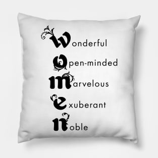 Women Inspirational in Black Pillow