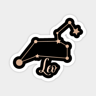 Leo Zodiac Constellation in Rose Gold - Black Magnet