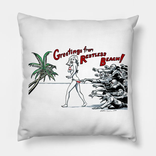 restless beach 2 Pillow by eddieprice