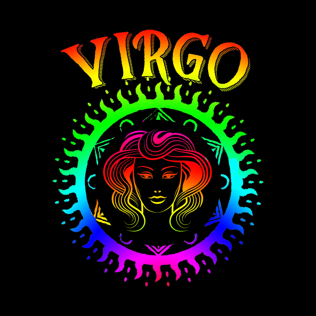 Virgo Psychedelic Hippy Zodiac Sign by letnothingstopyou