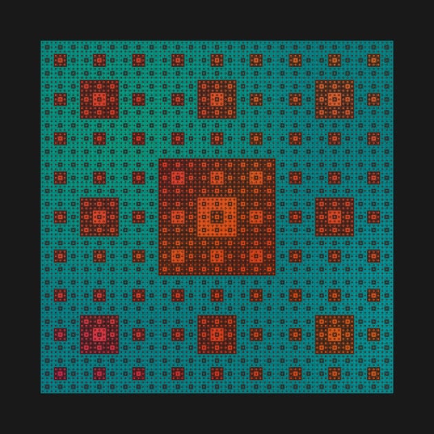 sierpinski squares in squares - red & green by BrownWoodRobot