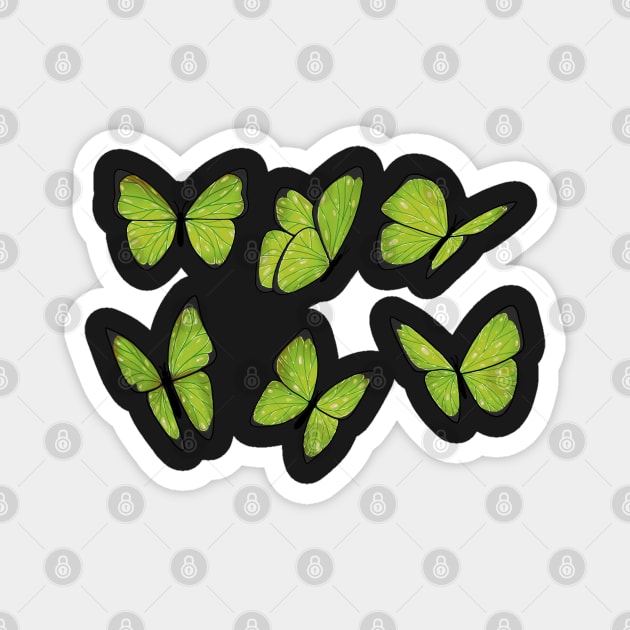 Lime green butterfly sticker pack Magnet by Itsacuteart