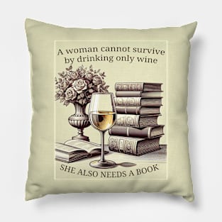 Woman, wine and books Pillow