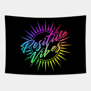 Positive Vibes Rainbow Tapestry