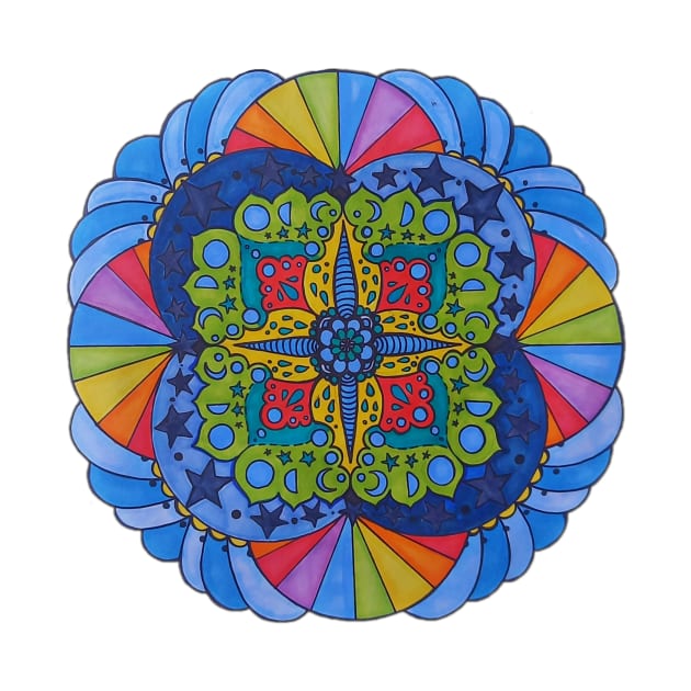 Star Burst Rainbow Mandala by AmeUmiShop