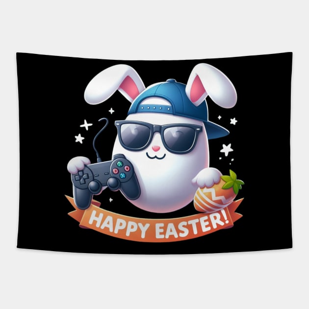 "Video Game Bunny Eggs Happy Easter Day" Tee Tapestry by AIEvolution