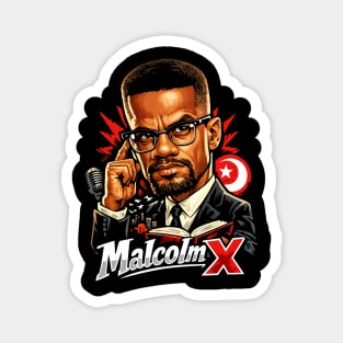 Malcolm X Thoughtful Revolutionary Portrait Illustration Magnet