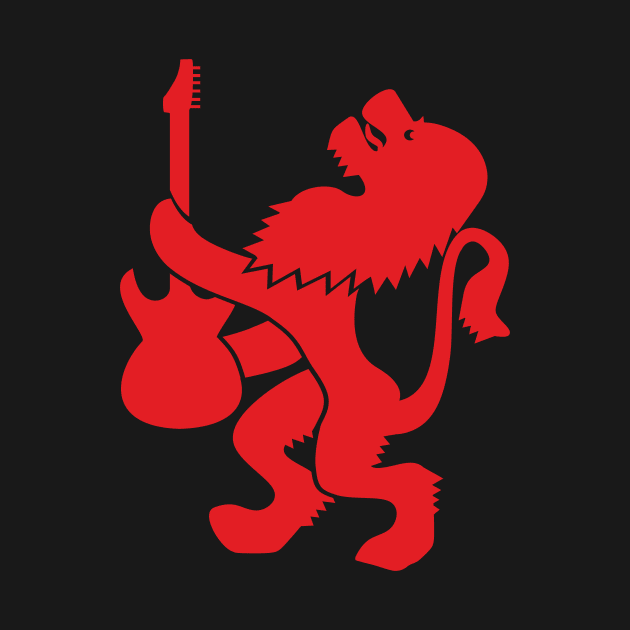 Lion guitarist (red print) by aceofspace