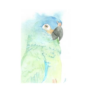 blue-winged macaw parrot portrait watercolor painting tropical pet T-Shirt