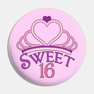 Sweet Sixteen Birthday Tiara Pin