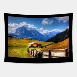 A-picturesque-scene-of-a-wooden-fence Tapestry