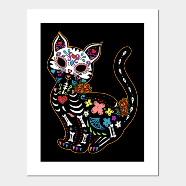 Womens Cat Sugar Skull Mexico Calavera Dia De Los Muertos Halloween Womens Cat Sugar Skull Mexico Calavera Posters And Art Prints Teepublic Au