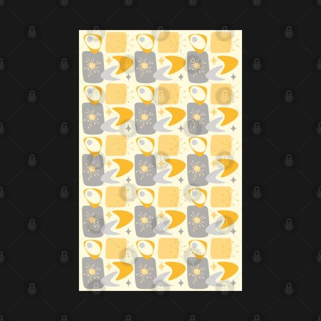 Atomic Age Mid-Century Pattern in Yellow and Grey by tramasdesign